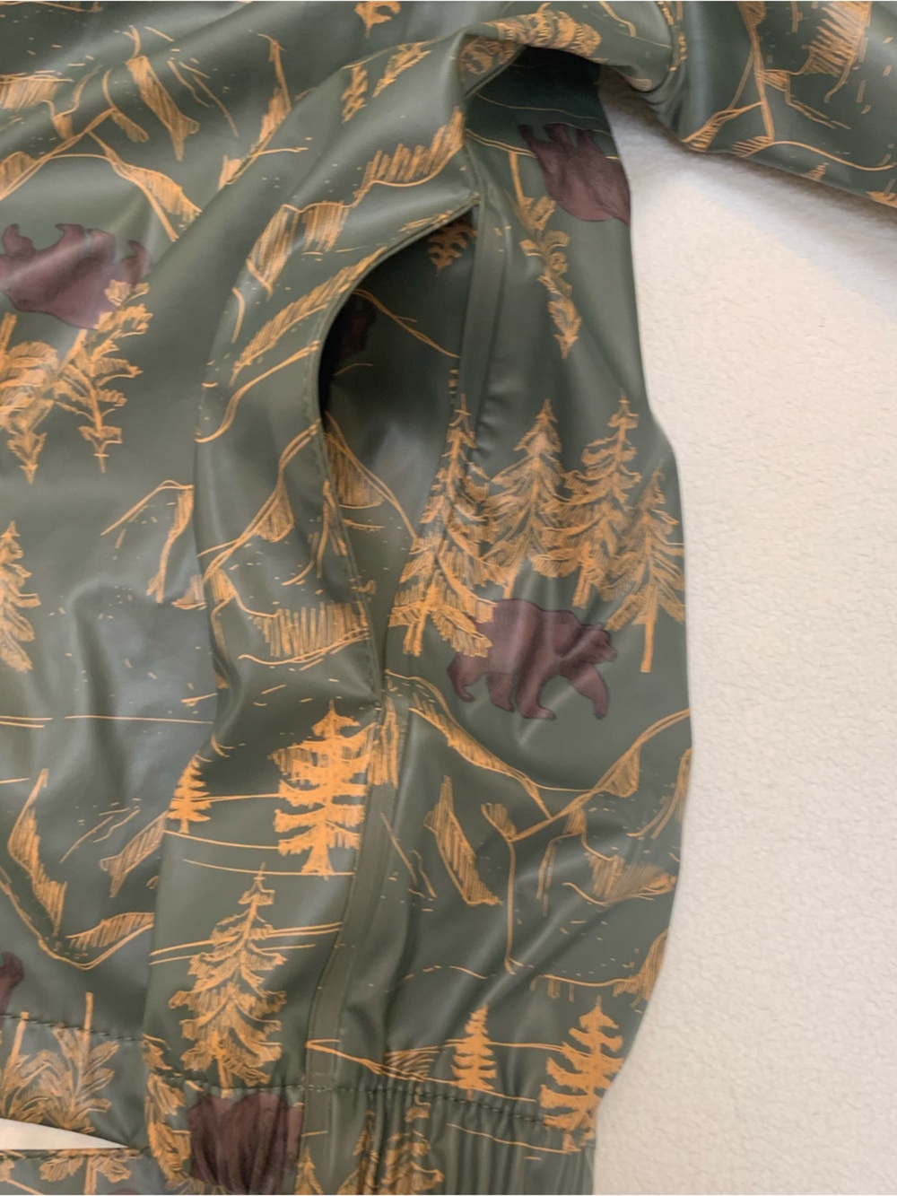 Mikk-line Forest Print Kids Rain Jacket - Green Danish Outdoors - Picture 11 of 15